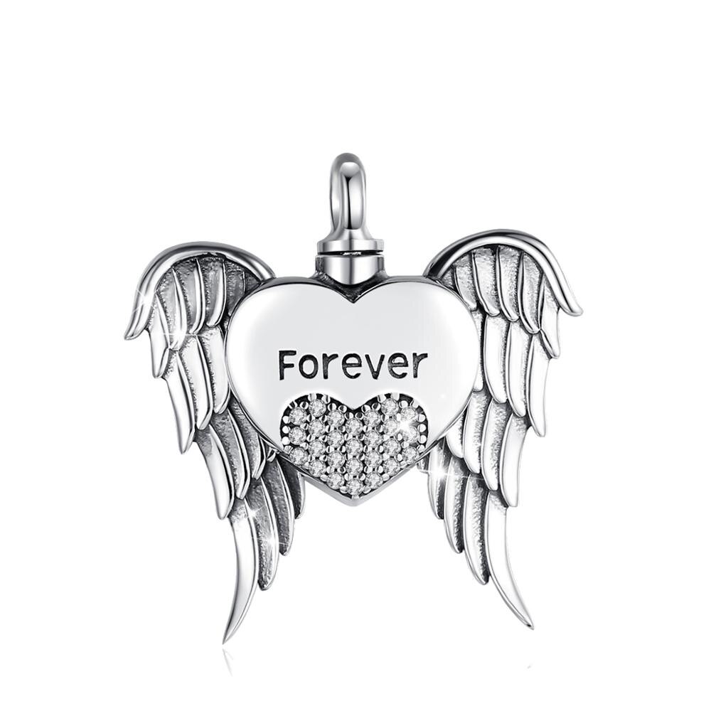 Eudora 925 Sterling Silve Heart wing Pendant Keepsake Heart CZ Locket Necklace Memorial Urn Jewelry for Cremation Ashes Of Loved: only pendant