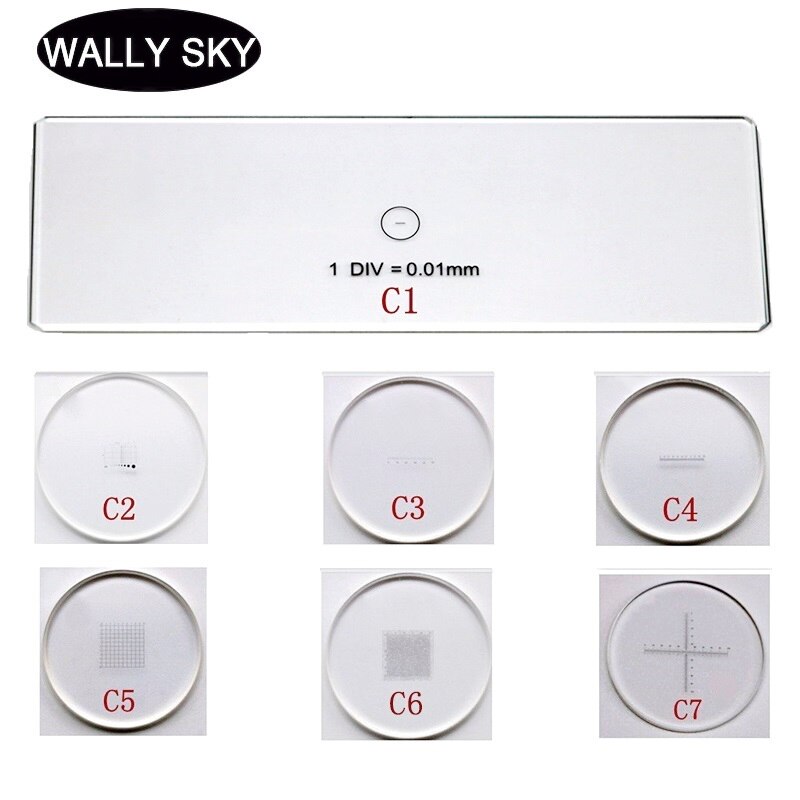 Calibration Ruler Microscope Slides Reticle Microscope Micrometer Eyepiece Lens Measurement 7PCS/Set 0.1mm 0.2mm 0.05mm 0.01mm