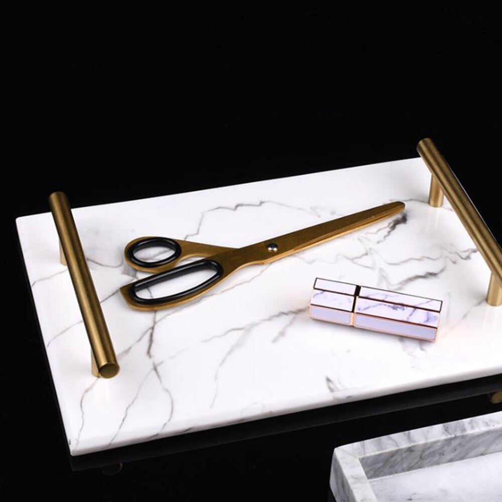 nordycki imitacja marmuru tekstury żywicy płyta łazienka taca prostokątna biżuteria patera wystrój łazienki