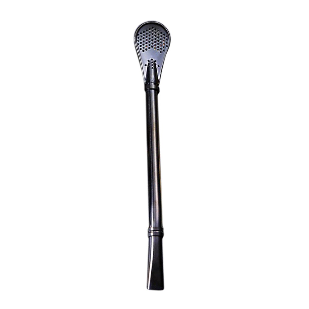 1pc Drinking Straw Stainless Steel Yerba Mate Straw Gourd Bombilla Filter Spoons Reusable Metal Pro Tea Tools Bar Accessories: Black