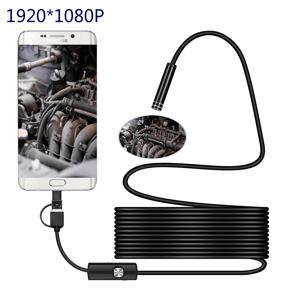 8mm Endoscoop Camera 1080 p HD USB Endoscoop met 8 LED 1/2/5 m Kabel Waterdicht inspectie Borescope voor Android PC