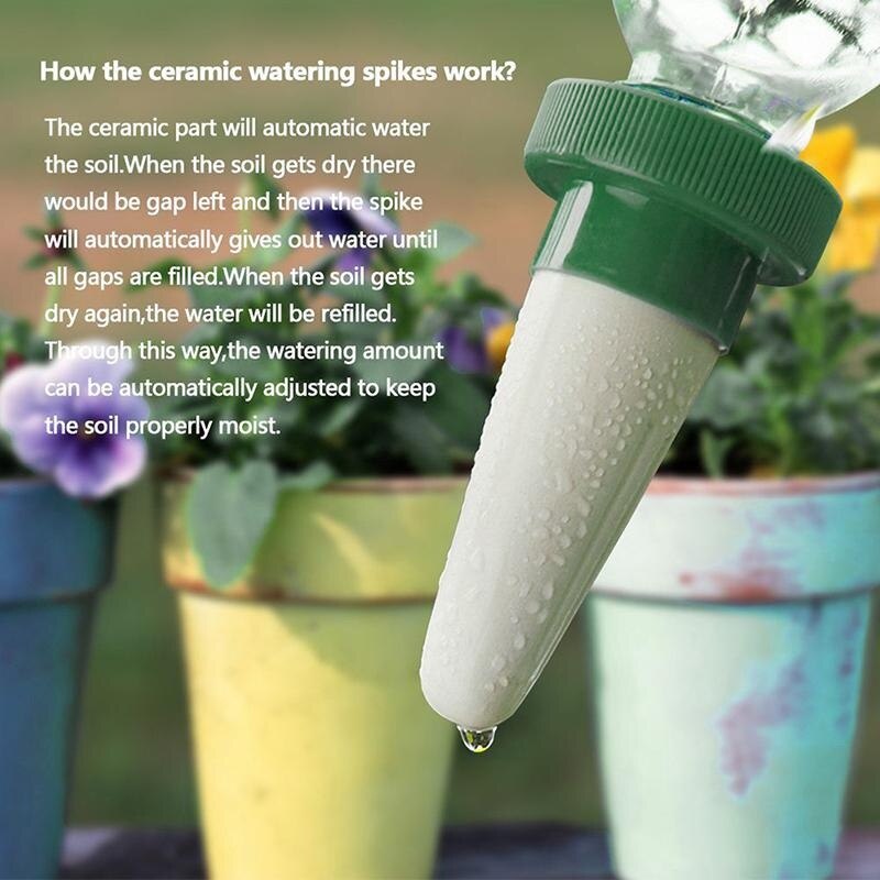1/2/4pcs Plant Waterer Ceramic Self Watering Spikes Automatic Flower Drip Irrigation Watering Stake System for Indoor Plant