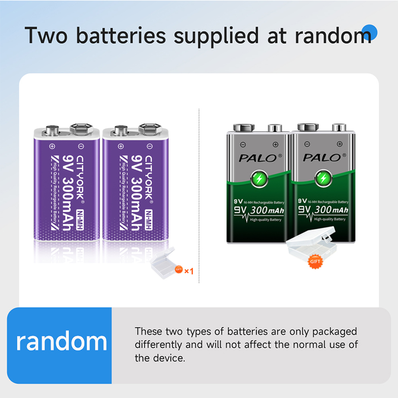 PALO 9v 6F22 300mAh Ni-MH NiMH 9 Volt Rechargeable Batteries + Charger For 6F22 9V NiCd NiMh Li-ion Rechargeable Batteries