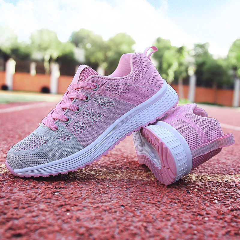 Tenis Feminino damskie buty do tenisa oddychająca siatka powietrzna sportowe trampki damskie lekkie elastyczne trenerzy Chaussures Femme: Różowy / 7