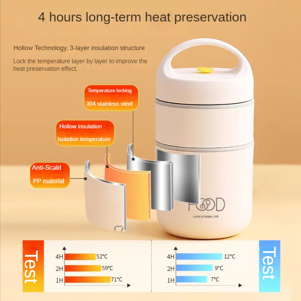 Stainless Steel Vacuum Thermal Lunch Box Insulated Lunch Bag Food Warmer Soup Cup Thermos Containers Bento Lunch Box for Kids