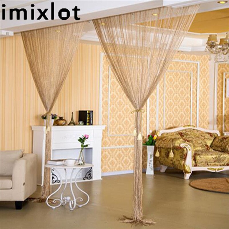 Imixlot 1m polyester tråd skillevæg gardiner skærme romantisk stue dekoration tyl dør drapering tilbehør