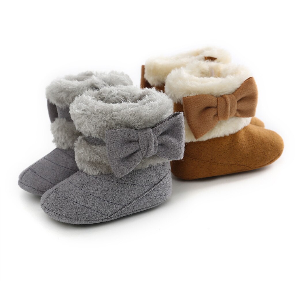 Goopom-chaussures d'hiver pour bébés filles | Sans lacet, couleurs mélangées, semelle souple avec nœud papillon, antidérapantes, chaussures pour premiers marcheurs, bébés enfants