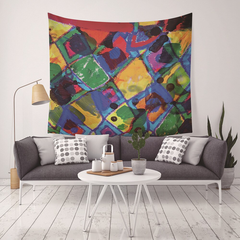 Yaapeet 1pc polyester klassisk vægtapet spisestue geometrisk trykt hængende tapet høj smuk vægindretning: Farve 1 / 130 cm x 150cm