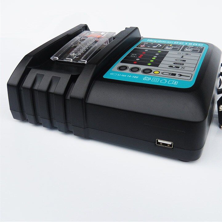 Battery Charger for Makita 18V 14.4V Li-Ion - Quick Charge 3A - DC18RC DC18RA: with USB / US
