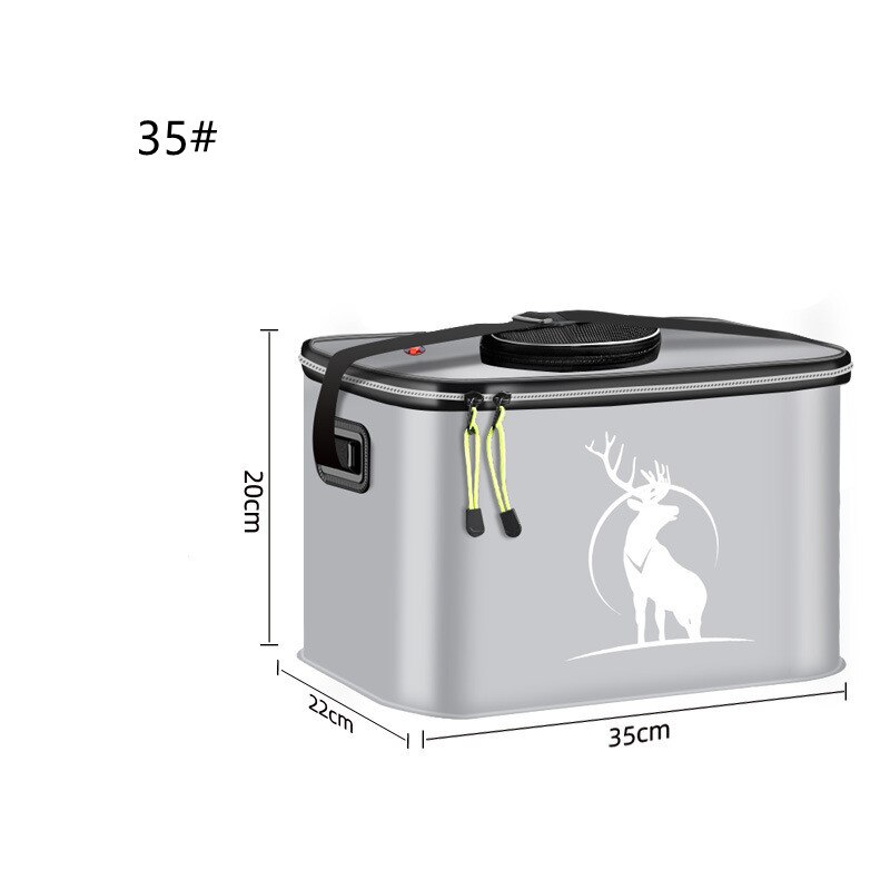 Sac de pêche EVA Portable, seau de pêche pliable, boîte de poissons vivants, conteneur d'eau de camping, sac de rangement de matériel de pêche: Silver gray   35