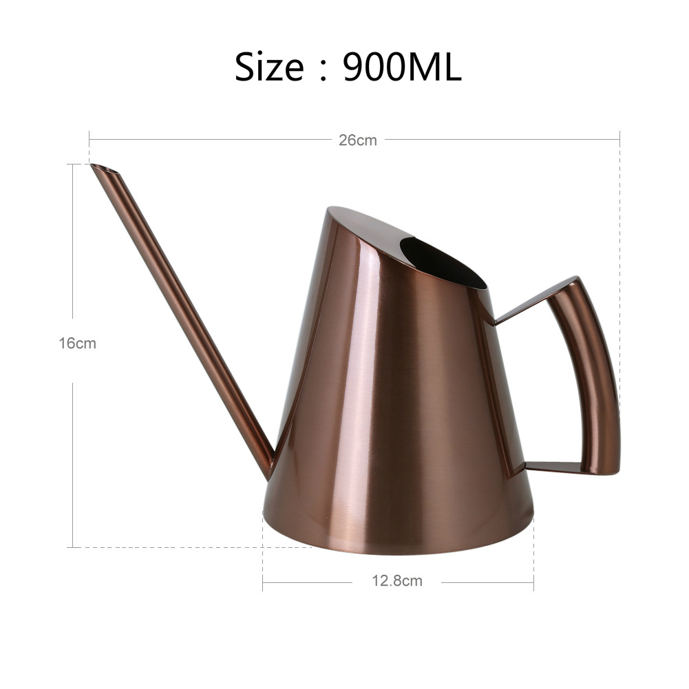 Roestvrij Stalen Gieter Tuinieren Ingemaakte Kleine Gieter Gebruik Handvat Perfect Voor Sproeisysteem Bloem Planten Douche Voor Tuin: Rose gold-700-900ml