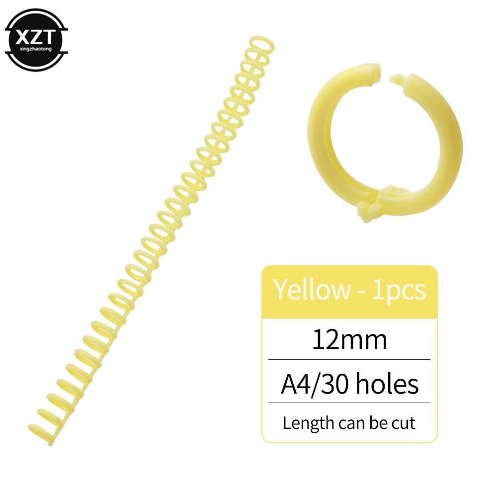 12mm A4/30 Holes Binding Loop Plastic Movable Folder Notebook Calendar Diary For DIY Paper Office Student Assemble Ring Buckle: Yellow