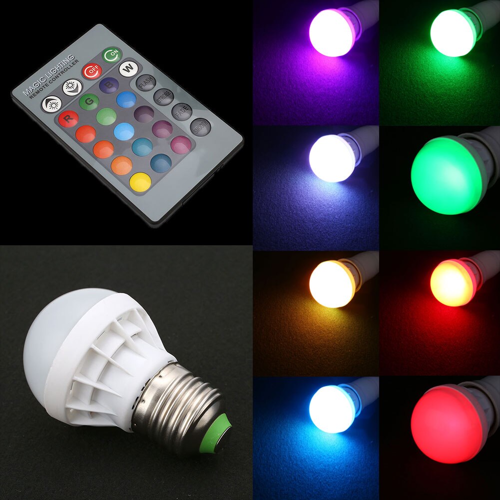 Afstandsbediening 3W Lamp IR MP3 & Amp; media Spelers E27 85-265V LED Verlichting Bluetooth RGB 24Key Veranderende Kleur Lamp AC RC PC