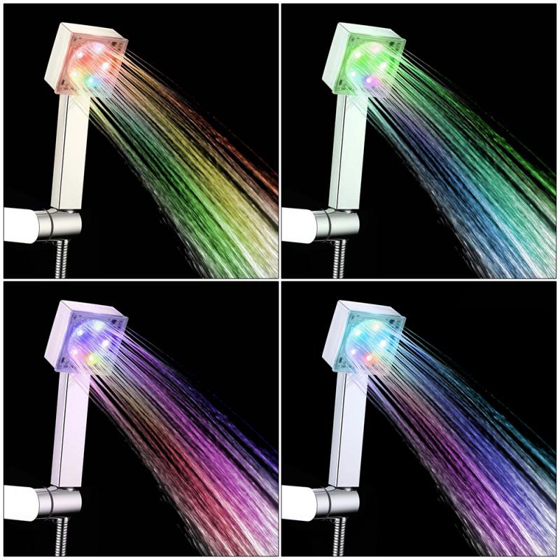 Brusehoved hjem badeværelse automatisk farver skiftende ledet brusebad vand glød lys selvfarve skiftende lysende skiftende show