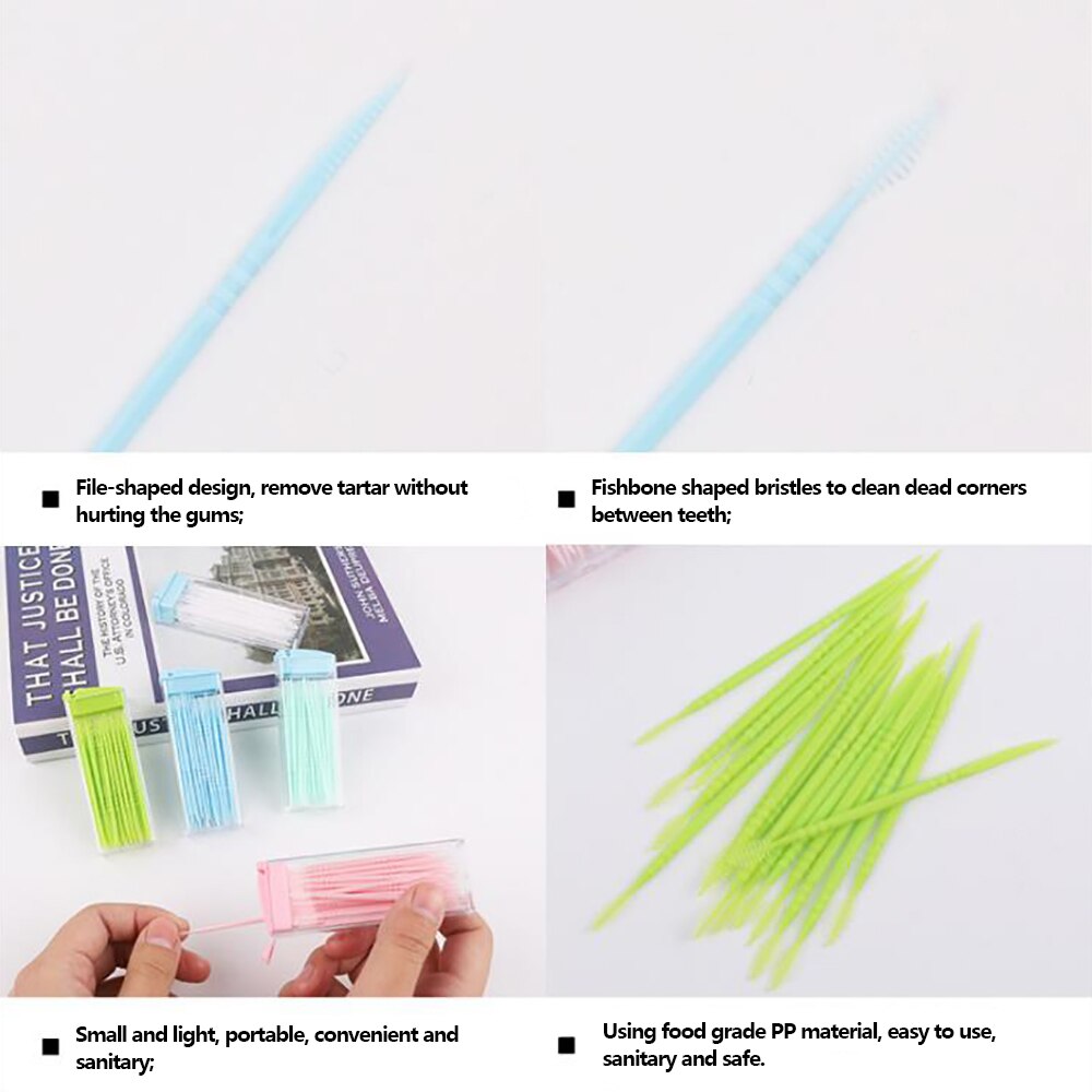 50Pcs/Sets Portable Plastic Cleaning Toothpicks, Household Daily Use, Multi-purpose Travel Two-end Dental Floss Stick