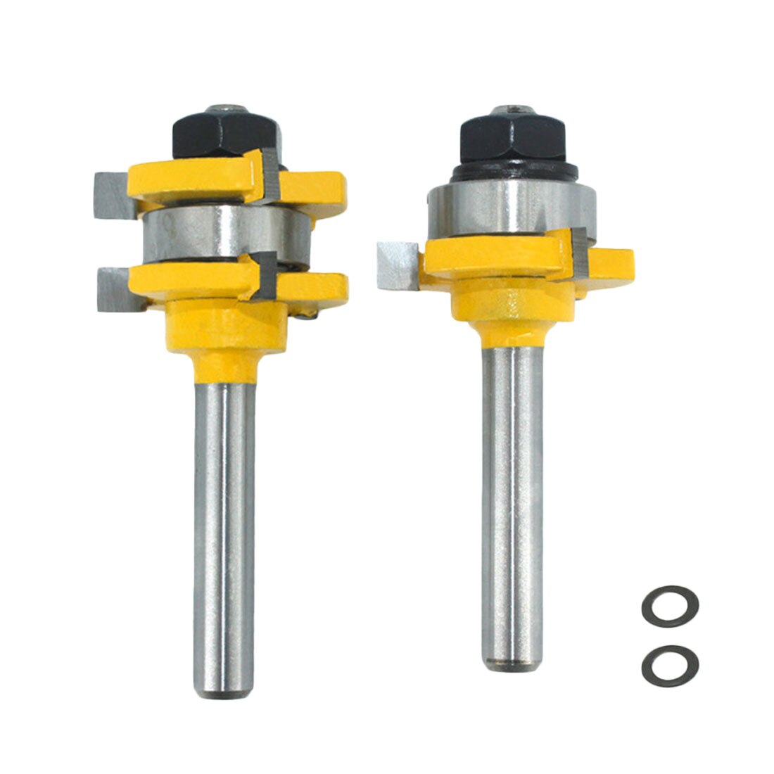 2 pc 8mm Shank Tongue & Groove Joint Assembly Router Bit Set 3/4" Stock Wood Cutting Tool
