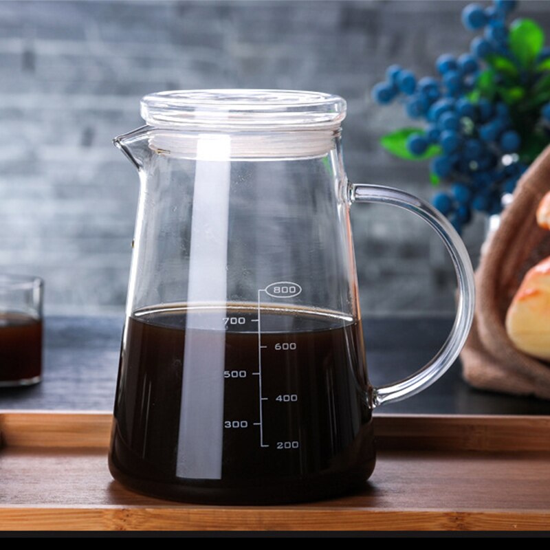 1200ml Large Capacity Hand-brewed Coffee Pots Glass Espresso Water Drip Coffee Maker with Lid Anti-scalding Glass Coffee Cup