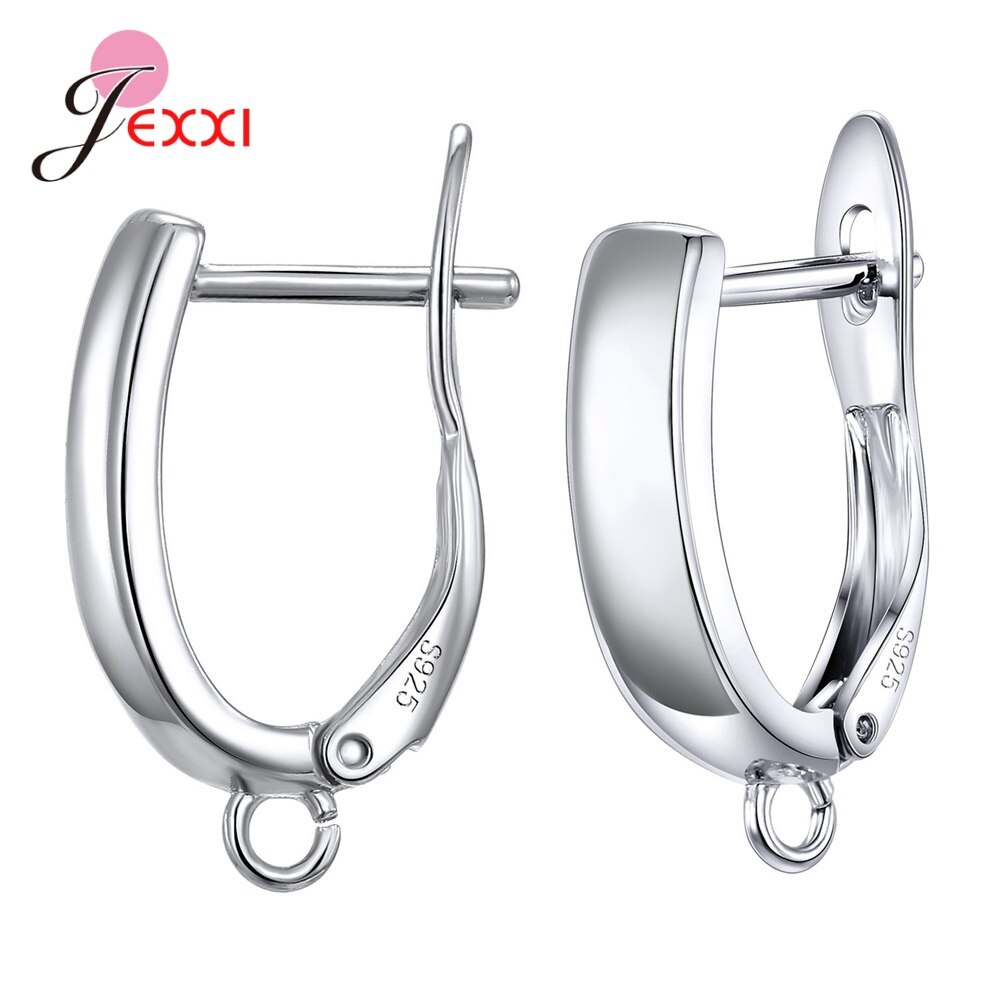 Pendientes de plata de ley 925 auténtica para mujer y niña, accesorios de joyería DIY, componente de joyería: C