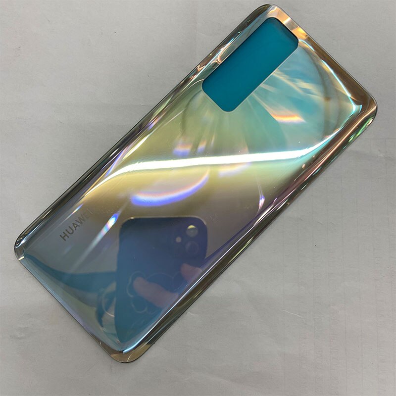 6.53 "coperchio della batteria per Huawei Nova 7 5G custodia posteriore in vetro porta posteriore con obiettivo della fotocamera + adesivo adesivo JEF-AN00 NX9 AN20: no lens silver