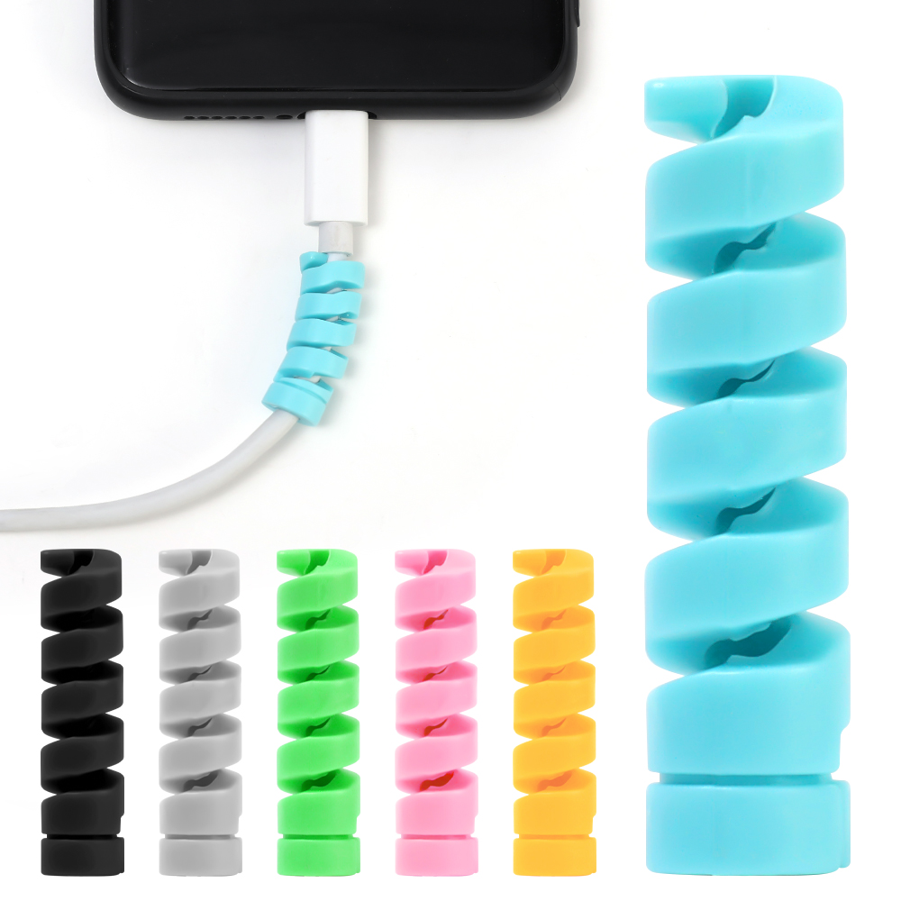 Protector de Cable Universal de silicona para Cable de datos, enrollador en espiral, organizador de Cable, cubierta para iPhone, envoltura de Cable de cargador USB, 1/12 Uds.