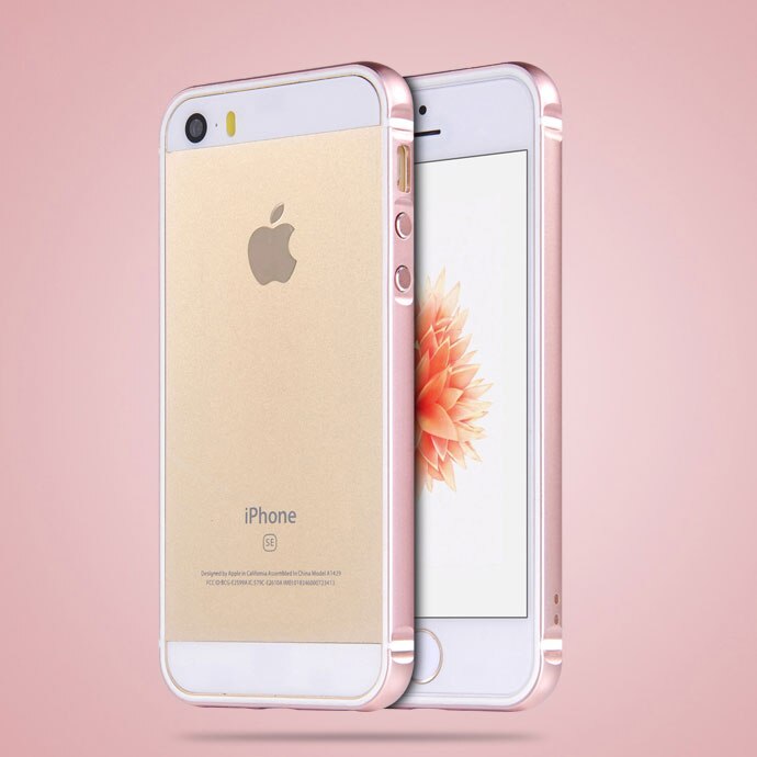 Ascromy voor iphone 5s hoesje bumper luxe aluminium metalen siliconen frame glitter telefoonhoesje voor iphone  se 5s 5 s 5se accessoires: Roze