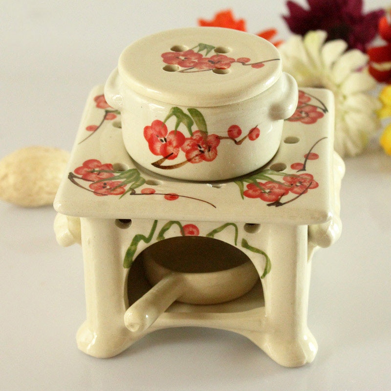 Big Ceramic Essential Aromatherapy Oil Burner Lamps Aroma Stove Home Living Room Indoor Oil Incense Burner Candle Holder