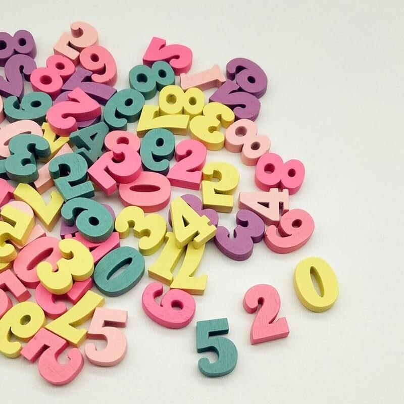 100 Stks/set Multi-Gekleurde Houten Letters Cijfers Blokken Onderwijs Puzzel Blok Diy Kinderen Houten Materialen Letters/Cijfers I0D0