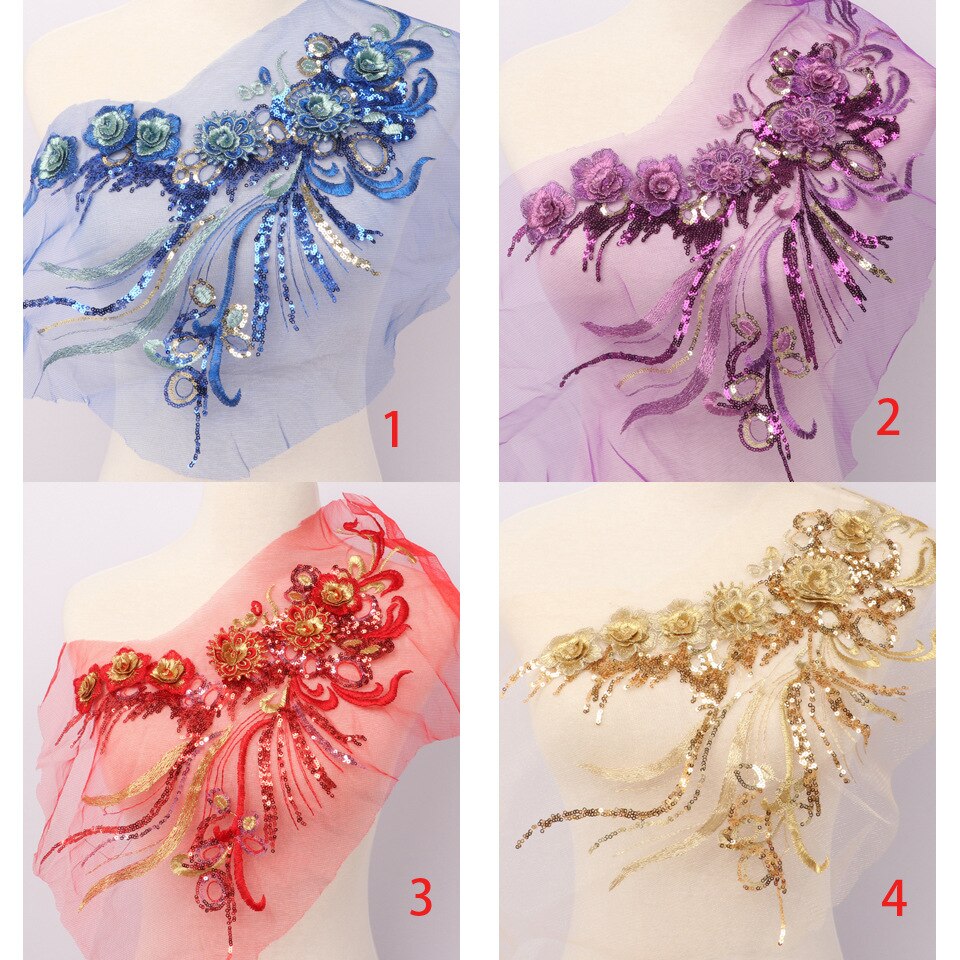 DIY sewing dresses flower applique 3D Applique lace embroidery