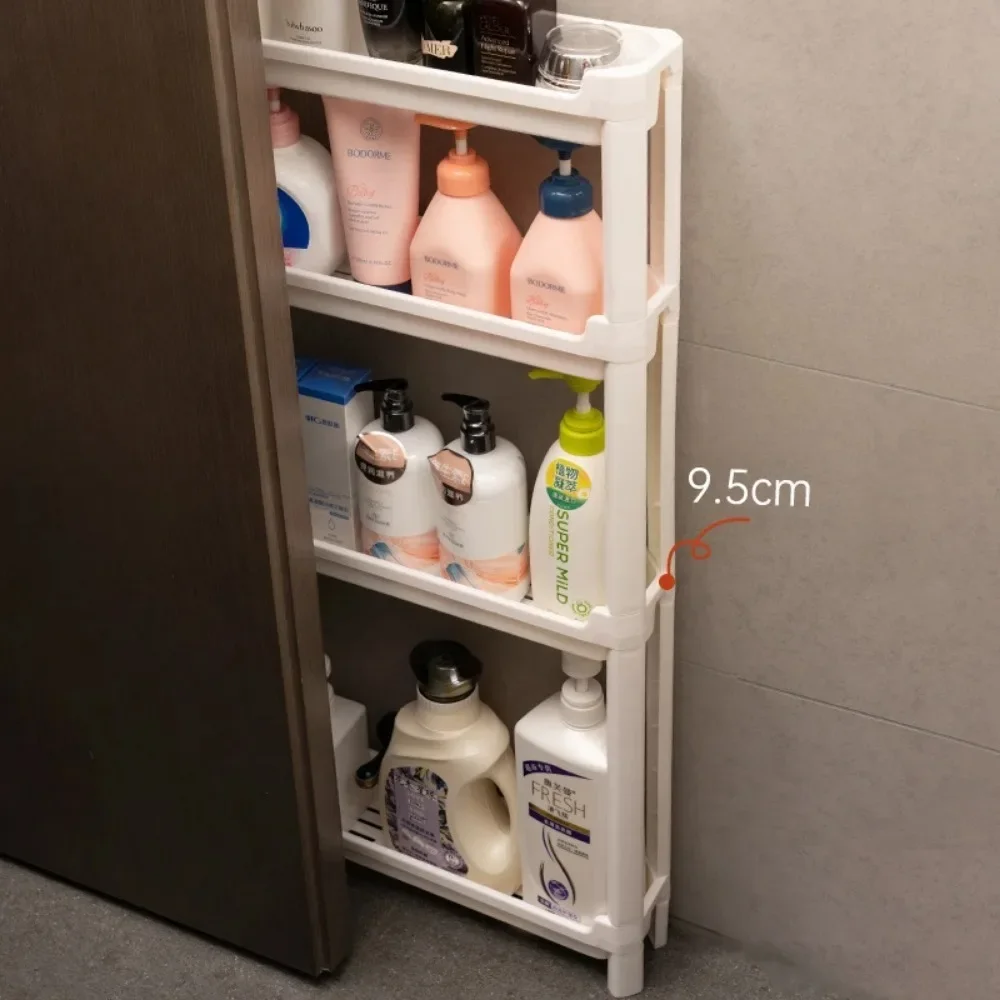 Smal opbevaringsstativ bag badeværelsesdøren toiletspaltehylde badeværelsestilbehør hjem væghylde pladsbesparende spalte gulvvogn