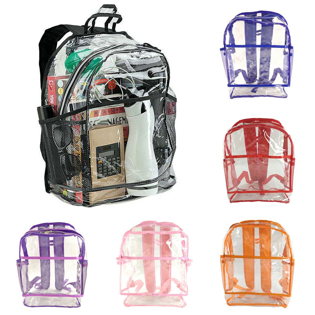 Aelglacial sac à dos Transparent PVC épaule étanche femmes adultes étudiants voir à travers Bookbag sac à dos ordinateur portable 606