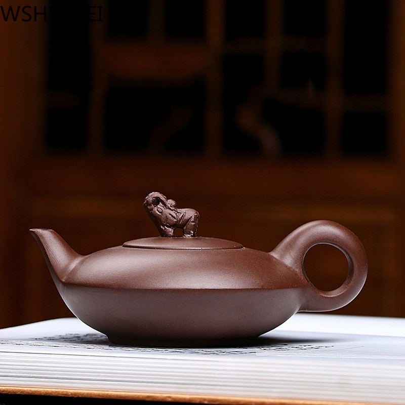 Chinese Yixing teapot purple clay elephant pot Authentic handmade kettle tea set black tea Pu'er Tea ceremony 170ml