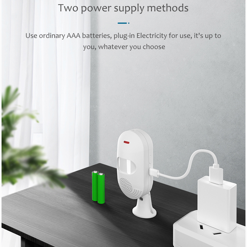 TUYA Wifi PIR sensore di movimento allarme cicalino incorporato USB/batteria dovuto metodi di alimentazione per automazione domestica sistema di allarme domestico