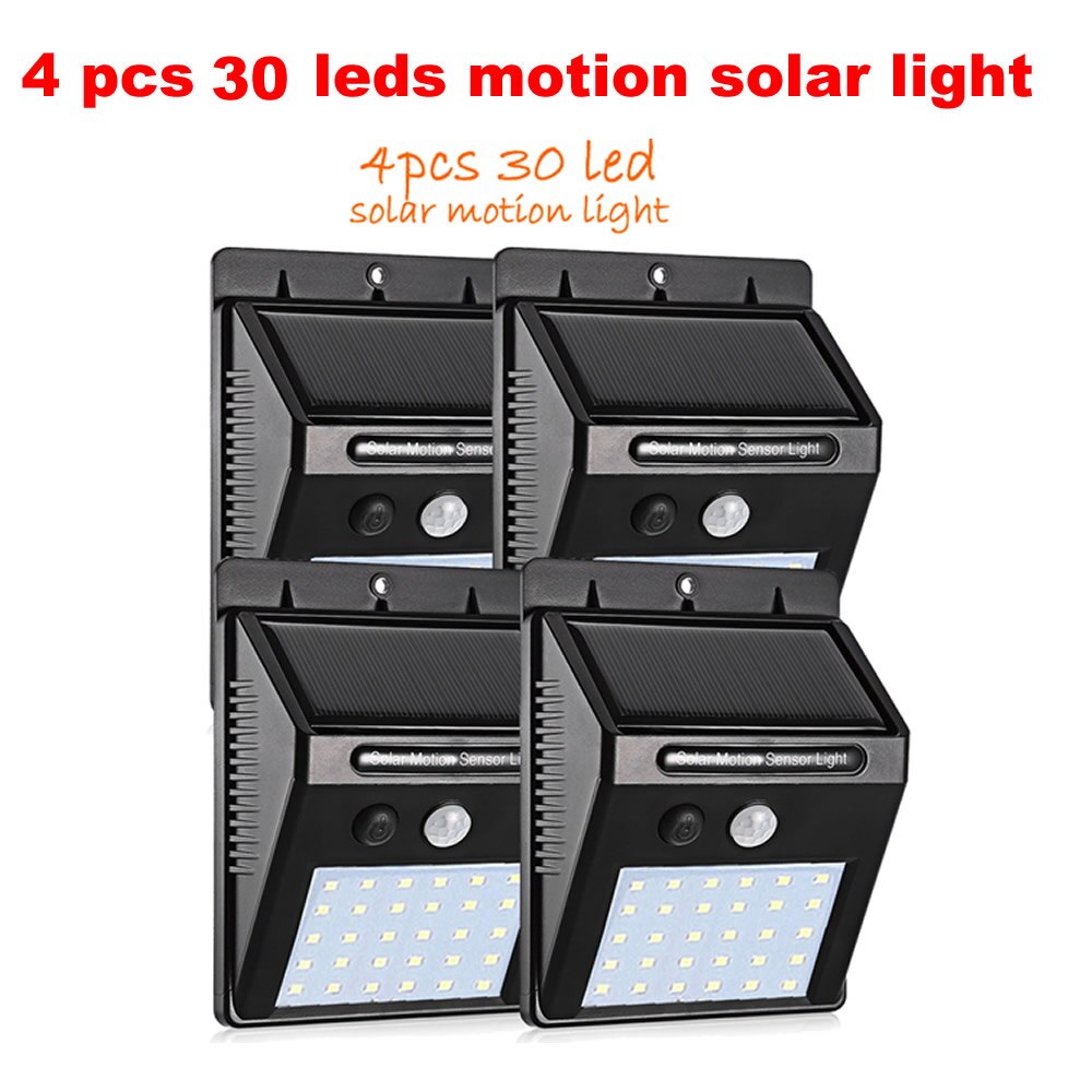 2/4 Stuks 100/56/30 Led Solar Light 3 Modes Zonne-energie Panel Pir Motion Sensor wandlamp Werf Hek Outdoor Path Straat Tuin Li: YX03-30-1M-S-4
