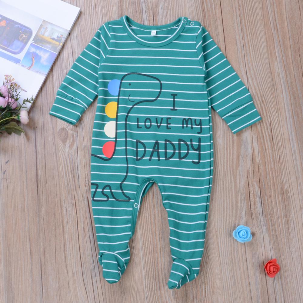 Baby Footis Newborn Infant Baby Boy Girl Knit Cotton Striped Footies Jumpsuit Winter Warm Clothes One-Pieces Kids Outfit 0-6M