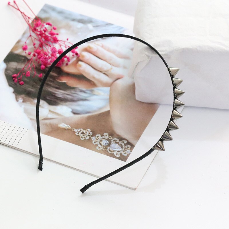 1PC Cool Metal Headband Spike Rivets Studded Band Party Punk Hair Clips Gothic style Hair Accessories: 5