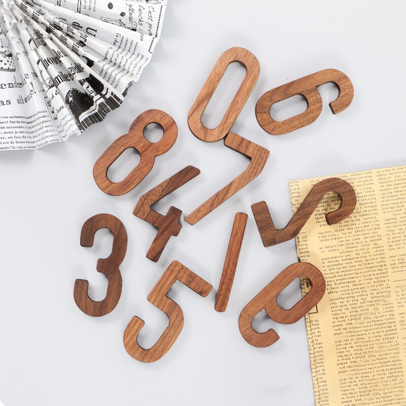 Black Walnut Wooden Numbers 0-9 Solid Wood Craft for DIY Craft House Decoration