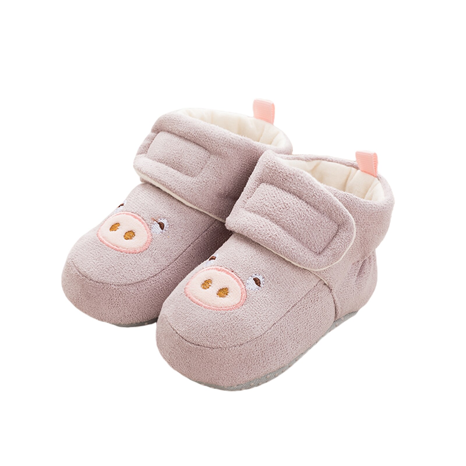 Baby antislip sneaker wandelen zachte zool ademend verjaardag pluche borduurwerk varken cartoon laarzen: Roze / 10