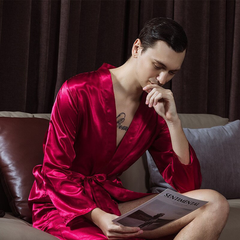 Casual homewear intieme lingerie satijn mannen bruidegom bruidsman trouwjurk 2022 zomer nachtkleding badjas jurk
