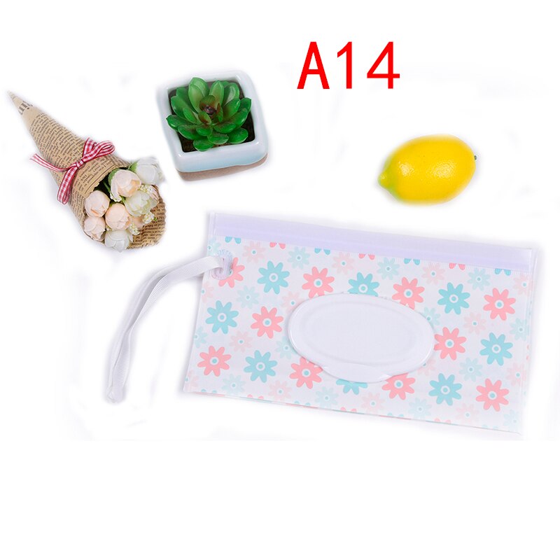 1PC Eco-Friendly Baby Wipes Box Cleaning Wipes Carrying Bag Clamshell Snap Strap Wipe Container Case Wet Wipe Box: A14