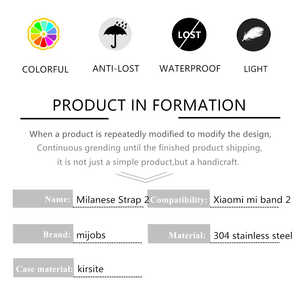 Pulsera de Metal Mijobs Mi Band 2 para Xiaomi Mi Band 2, pulsera de acero inoxidable sin tornillos, accesorios de repuesto