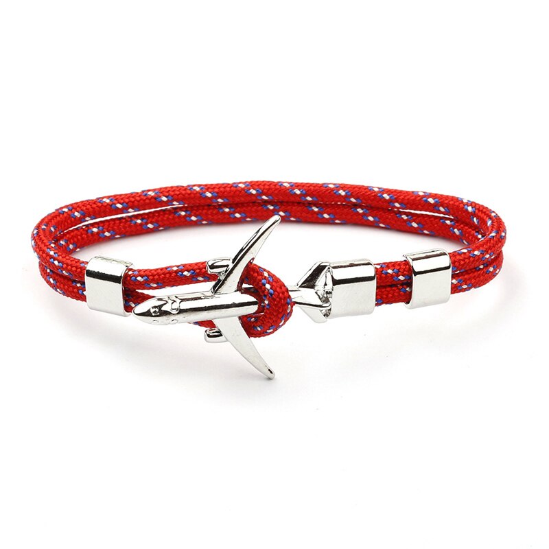 NIUYITID samolot charm kotwica mężczyzn bransoletki kobiet lotnisko moda Rope Chain Paracord lotnictwa życia biżuteria Pulseras Hombres: A14