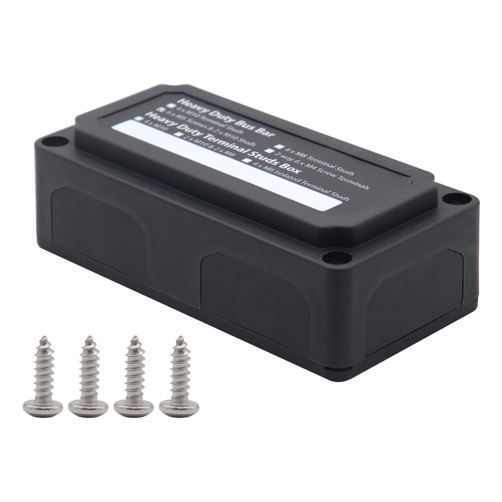 Auto Truck Marine Boot Power Distributie Blok Zware Bus Bar Doos M8 * 4 Terminal Studs 48V 300A post Batterij Junction Blok: Black
