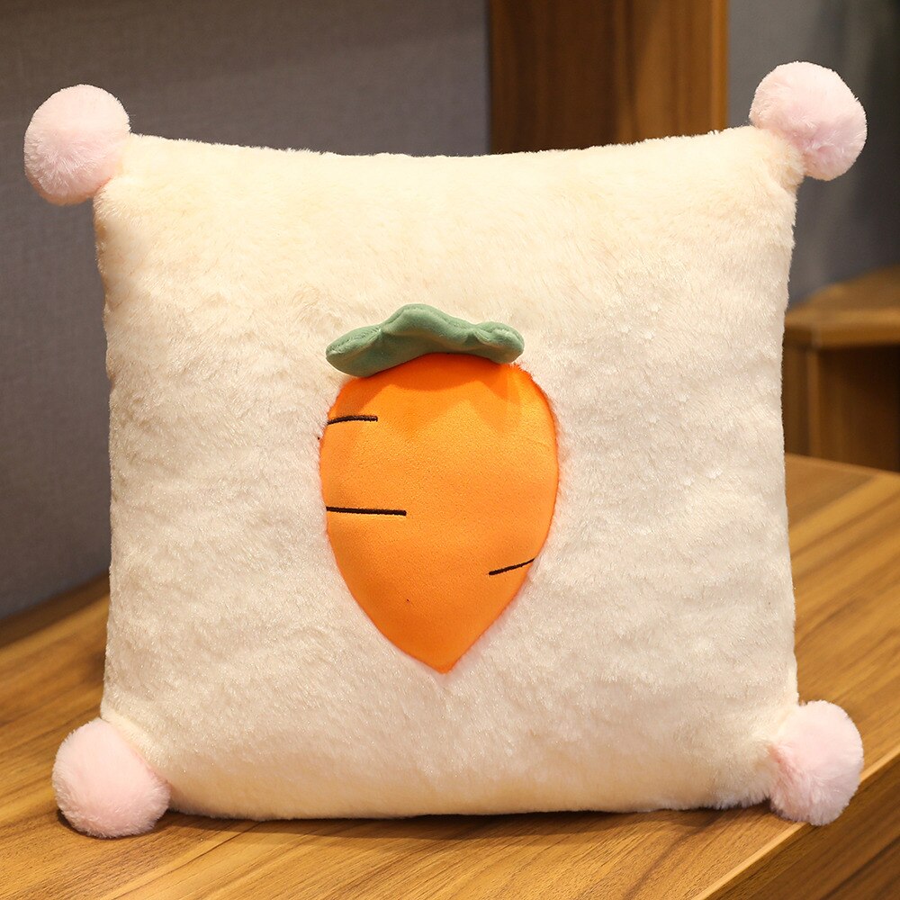 Adorable oreiller en peluche en forme de fruit, carotte, légume, couverture douce 3 in en 1 , kawaii, chaud pour les filles, amoureux, zhz: Oreiller de carotte