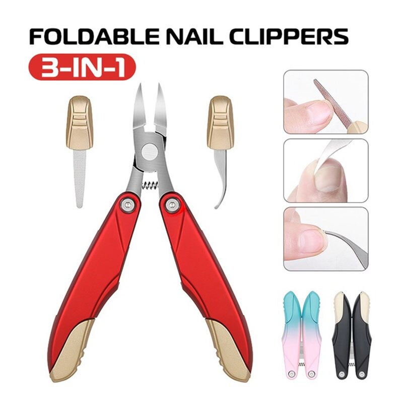 3 in 1 Nail Clippers/Nippers for Thick and Ingrown Toenails Premium Grade Stainless Steel