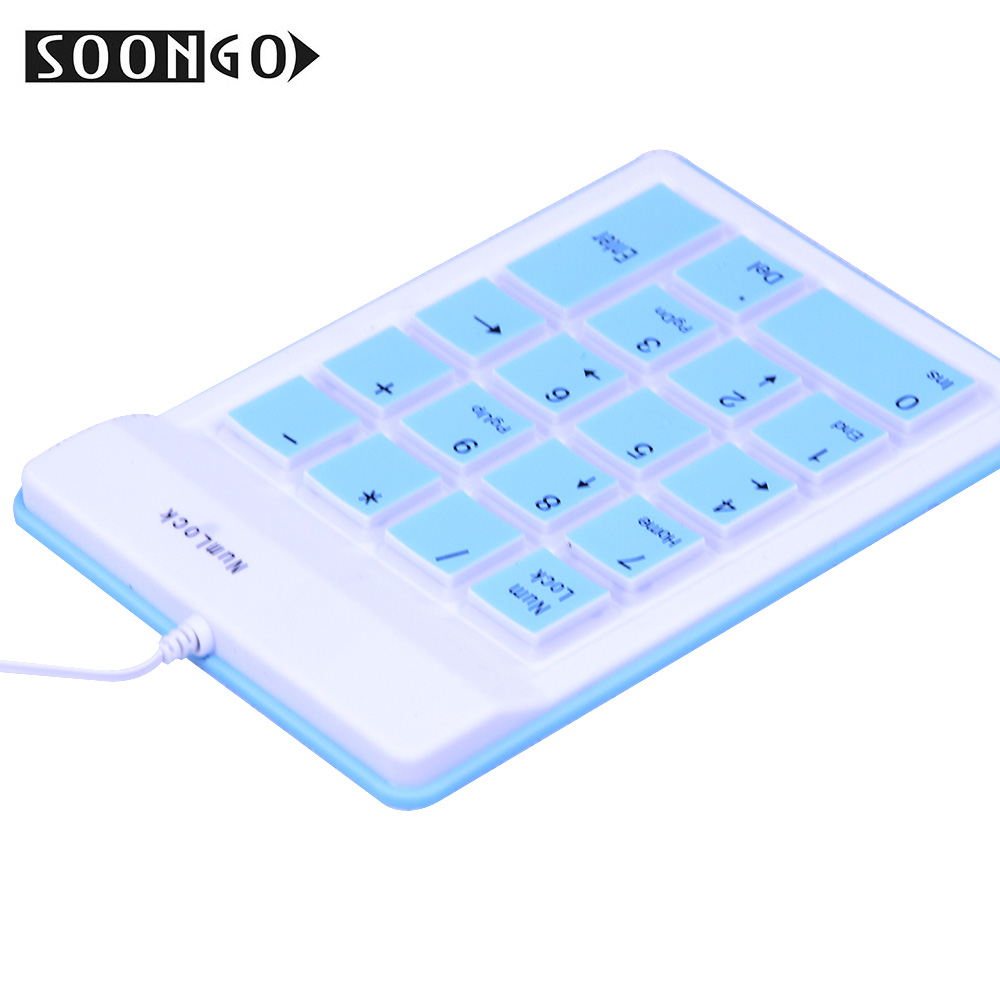 Mini Wired Numerical Silicone Keyboard NumPad 19 keys Digital Foldable Flexible Teclado Soft Portable PC Ipad Laptop keypad