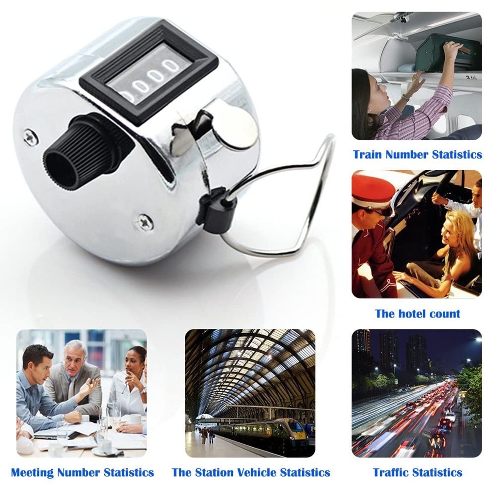 4- numeroinen numero kädessä pidettävä laskuri digitaalinen golf-napsauttava manuaalinen harjoituslaskenta laskuri metallilaskuri