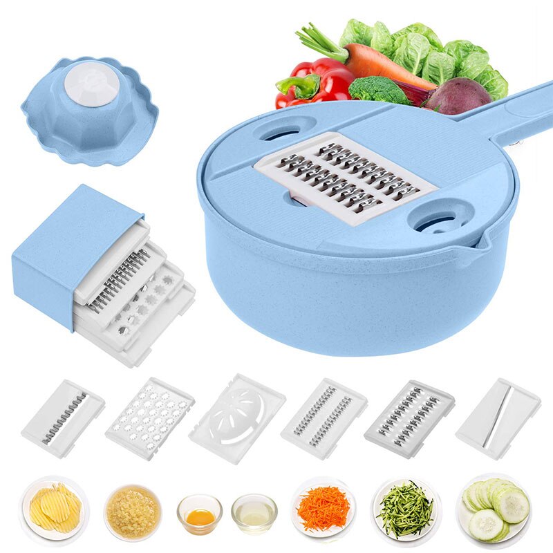 6in1 Gemüse Hobel Cutter Mandoline Schneidemaschine Kartoffel Schäler Karotte Zwiebel Reibe Mit Sieb Edelstahl Klinge Küche Werkzeug