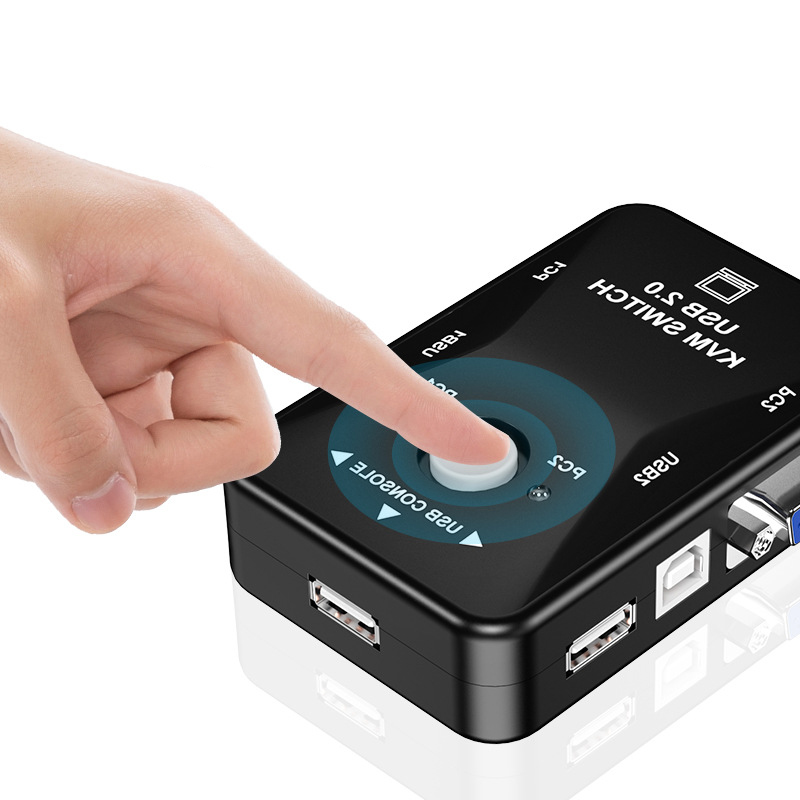 USB KVM Switch 2 Port VGA Switch Box 2 In 1 Out USB 2.0 KVM Mouse Keyboard Switcher HD 1080P Vga Splitter Box Sharing Switch