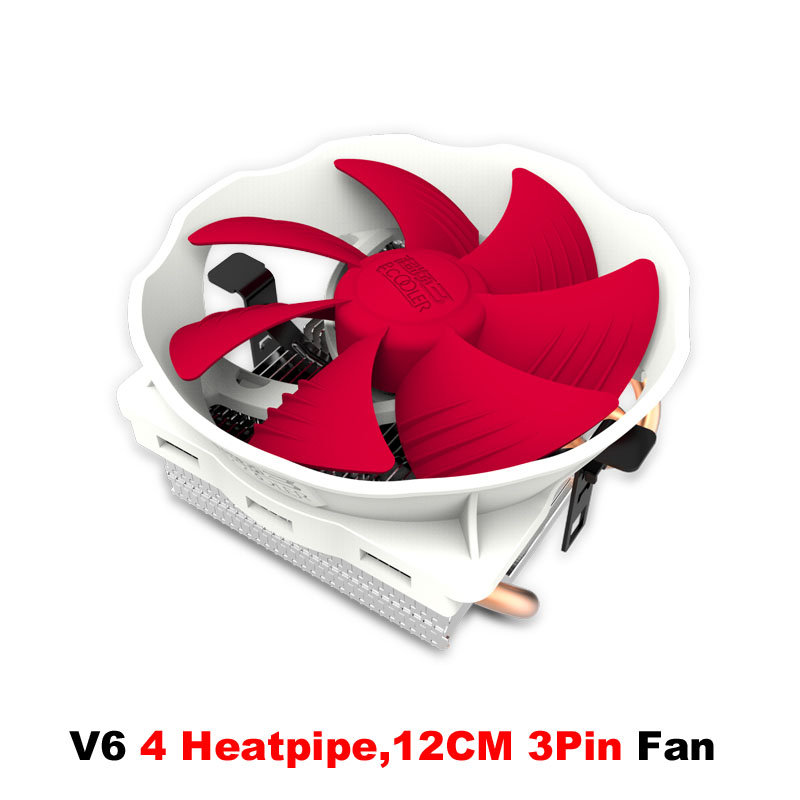 En-Labs Silent CPU Cooler w/ 100mm PWM 4pin Fan for Intel LGA775 /LGA1155 /LGA1156,AMD Socket 754 /939 /AM2 /AM2+ /AM3 /FM1 /FM2: V6 -12CM Fan-4 Pipe