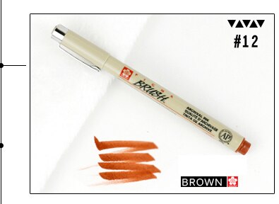 Sakura De hoofd van een zachte waterdichte comic handgeschilderde zachte hoofd kleur pen kalligrafie kleine mooie pen haak lijn Mark pen: 1pcs  baown